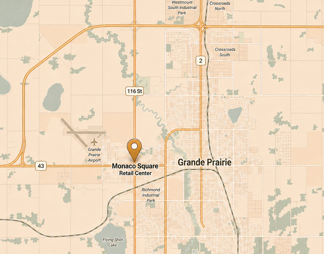 Location map of Monaco Square at Westgate, Grande Prairie